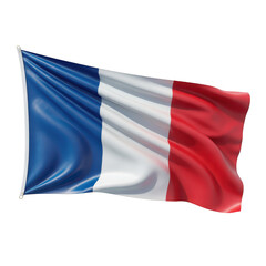 Obraz premium Waving French flag with blue transparent background white and red vertical... isolated on a transparent background