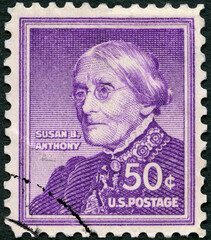 USA - 1954: shows portrait Susan Brownell Anthony (1820-1906), social reformer and rights activist, Liberty Issue, 1954