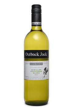 ST. PETERSBURG, RUSSIA - AUGUST 28, 2022: Bottle of Berton Vineyards Outback Jack Semillon Sauvignon Blanc, Australia