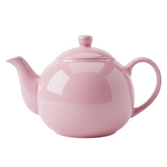 Obraz premium A pink porcelain teapot tea can isolated on a white or transparent background.