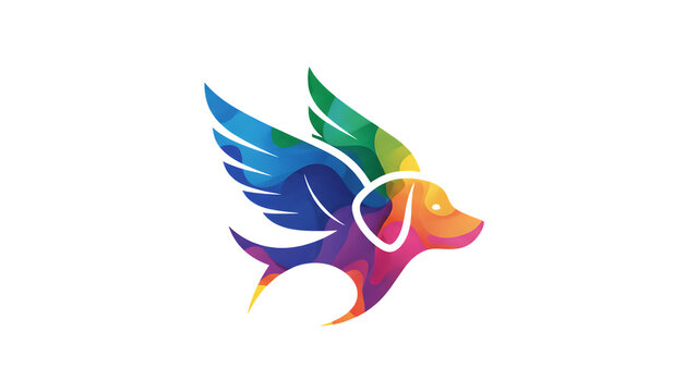 Vibrant winged creature logo - Powered by Adobe