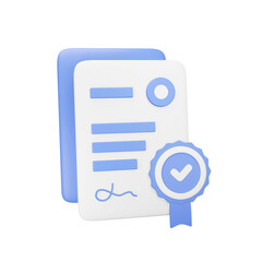 Fototapeta premium 3D contract paper icon on isolated. For E-commerce, retail marketing, apps, websites, advertising and UI design. 