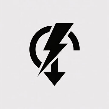 Dynamic lightning bolt logo with circular arrow and downward arrow