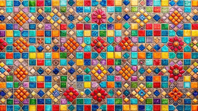 Colorful mosaic tile pattern background - Powered by Adobe