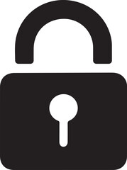 Minimal padlock lock vector silhouette icon for safety concepts