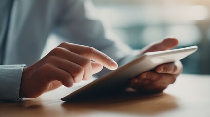 Tablet display showing a school website A young man and applicant explore college sites for application information