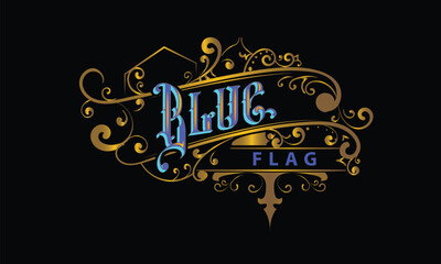 BLUE FLAG lettering custom style design