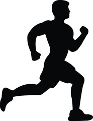 Flat black vector icon of athletic man running clipart