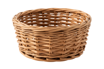 A wicker basket isolated on a white or transparent background.