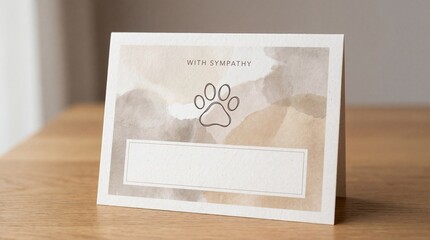 Heartfelt pet sympathy card with a paw print design, offering comfort and remembrance to those grieving the loss of their cherished animal friend