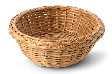 A wicker basket isolated on a white or transparent background.