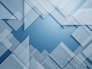 modern abstract blue background design with layers of textured white transparent material in triangle diamond and squares shapes in random geometric pattern