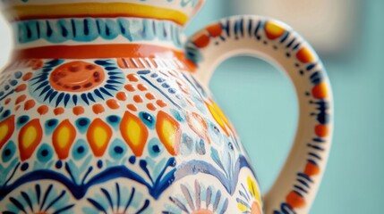 Vibrant talavera pottery jug highlighting detailed hand painted patterns reflecting mexican artisan craftsmanship and cultural heritage
