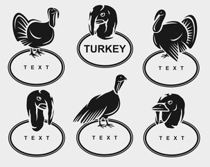 Turkey labels and icon set. Collection icons turkey. Vector