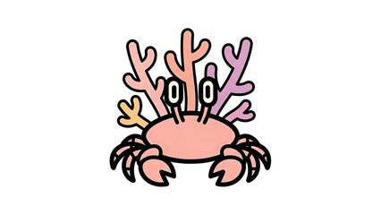 Obraz premium Cartoon Crab with Coral Illustration Design.