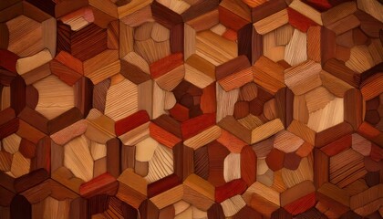 Intricate Wooden Hexagon Pattern - A Detailed Close-Up of Geometric Design.