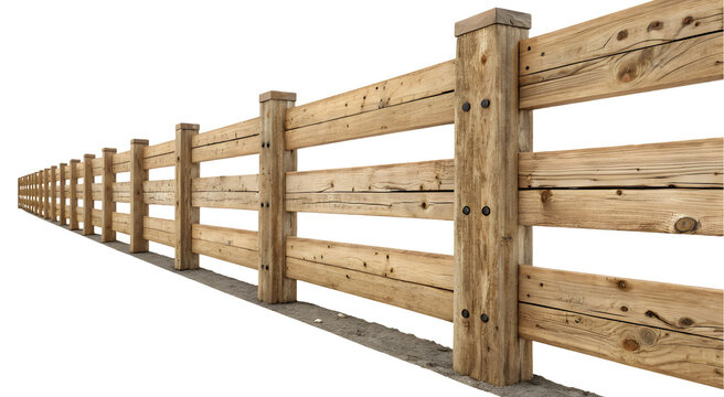 A wooden fence isolated on a white or transparent background.
