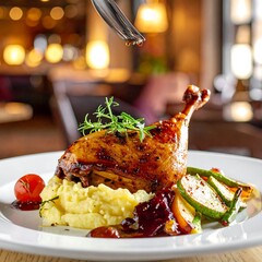 Duck Confit Elegance - A Culinary Masterpiece Served with Style.