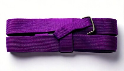 Vibrant Purple Yoga Strap with Metal Buckle for Stretching and Flexibility.