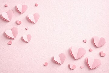 Pink heart shapes on textured background for Valentine's Day