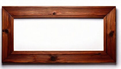 Wooden Rectangular Frame - Rustic Brown Texture with Empty White Space for Display.