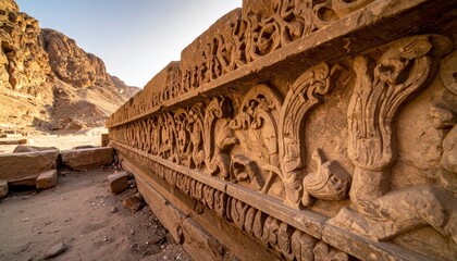 Ancient Carvings at Petra - A Glimpse into Nabataean Art and History.