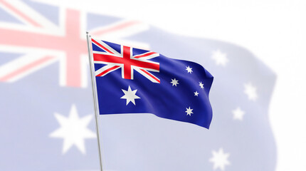 Flag of Australia with a same larger, blurred flag in the background, waving in the wind