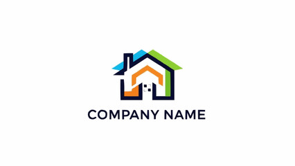 Colorful Abstract House Logo Design with Company Name Placeholder.