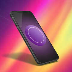 Colorful Gradient Smartphone Mockup with Glowing Circular Interface.