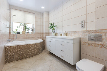 Fototapeta premium modern bathroom room with toilet and washing machine