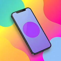 Colorful Smartphone Mockup with Abstract Gradient Wallpaper.