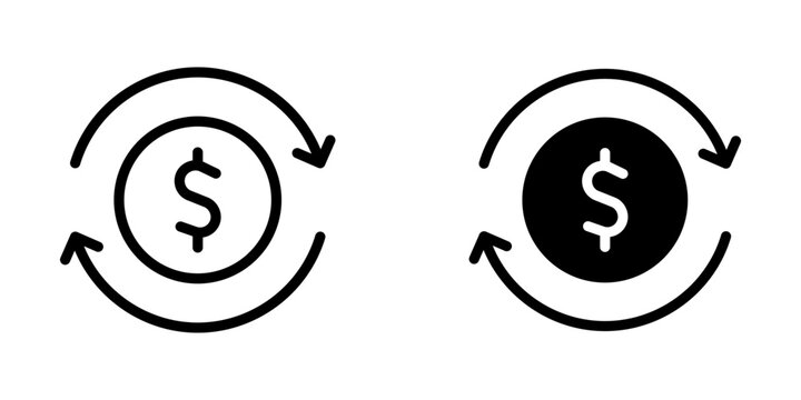 Money exchange or currency conversion Icon set. Symbol isolated white background. vector illustration. color editable.