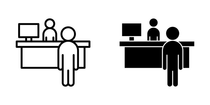 reception desk Icon set. Symbol isolated white background. vector illustration. color editable.