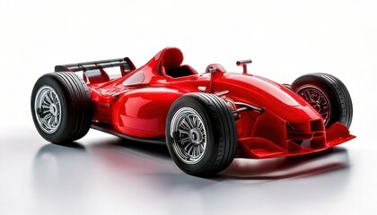 Obraz premium Vibrant Red Formula One Race Car on White Background - Speed and Design.