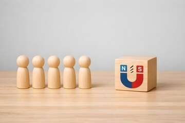 Inbound marketing strategy concept. Creating attraction for customer groups. inbound marketing icon on wooden block