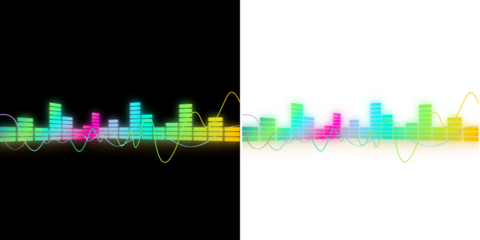 Neon Audio Equalizer Glow Effect on Transparent Background png
