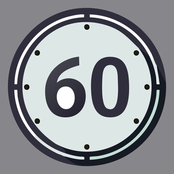 Round speed limit 60 sign for road safety and vehicle traffic speed management control system