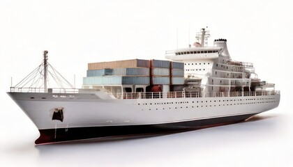Fototapeta premium Large cargo ship sailing on the ocean, transporting containers for global trade and logistics.