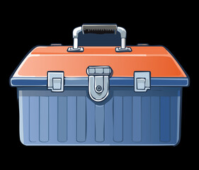 Classic blue metal toolbox with silver handle for professional mechanical repair and hardware storage utility box