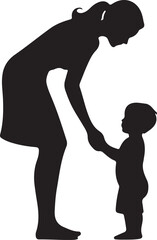 Mother and Child Holding Hands Silhouette Icon, mothers day symbol icon.