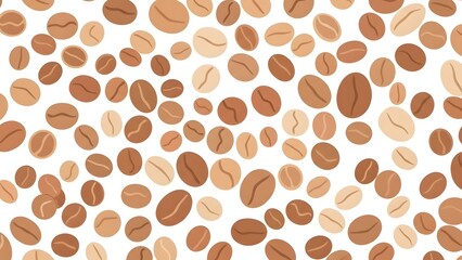 Obraz premium Assorted coffee beans scattered on a white surface viewed from directly above