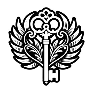 Glyph Style Ancient Key Symbol