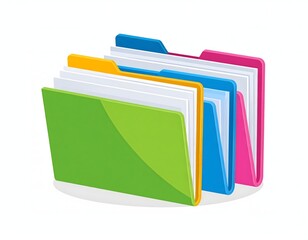 Colorful file folders organizing important business documents icon