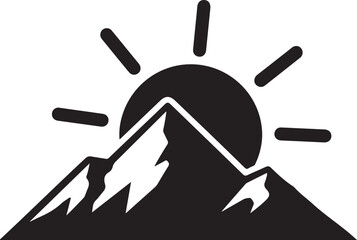 Mountain Sunrise Silhouette Vector.
