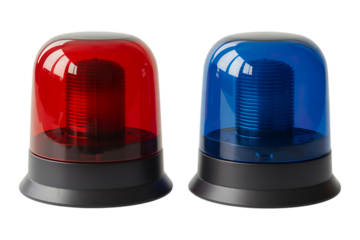 Two red and blue Police Flasher Sirens Set on transparent background