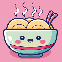 design logo vector cartoon mascot icon bowl noodle