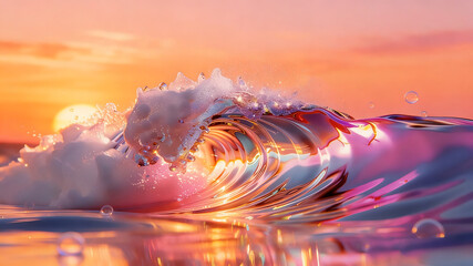 Dreamy sea wave landscape abstract art illustration with soft colors and flowing lines modern digital art avant-garde background for creative projects