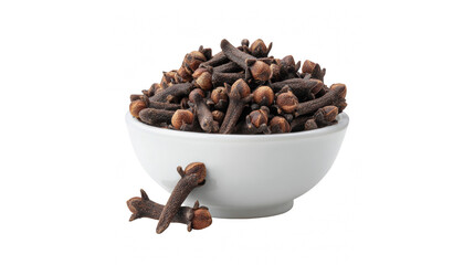 Obraz premium A bowl brimming with aromatic dried cloves, showcasing their rich texture and natural form