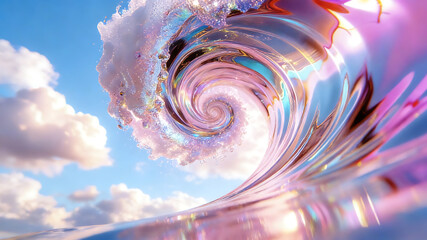 Dreamy sea wave landscape abstract art illustration with soft colors and flowing lines modern digital art avant-garde background for creative projects