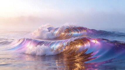 Dreamy sea wave landscape abstract art illustration with soft colors and flowing lines modern digital art avant-garde background for creative projects